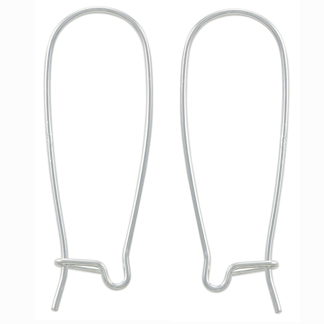 JewelrySupply Sterling Silver Long Kidney Style Earring Wires (1 Pair of Sterling Silver Earrings)